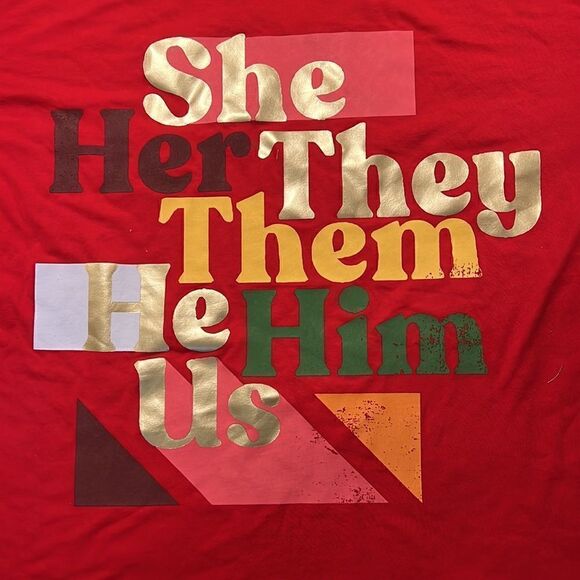 PRONOUN - She, Her, They, Them, His, Him and Us Short Sleeve Shirt Pride shirt - Picture 6 of 8